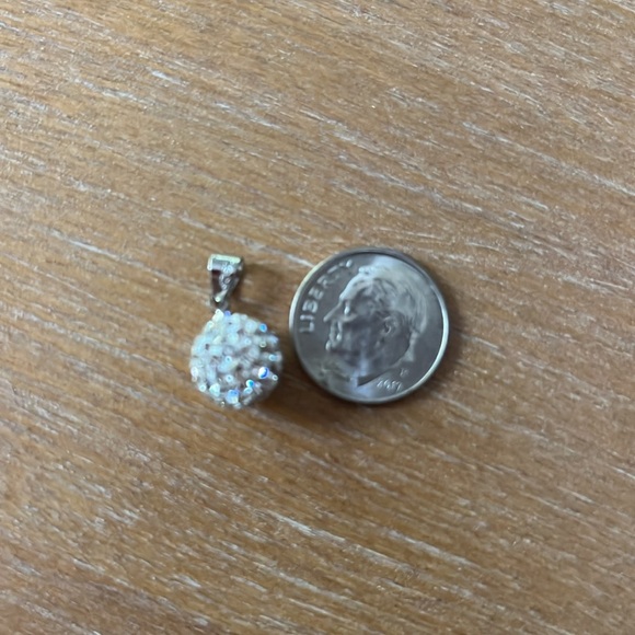 Elegant Sterling Silver Pendant ball with Sparkling rhinestones. No chain - Picture 5 of 5